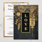 *~ 25 QR RSVP AR26 Gouden kant LIEFDE Luxe bruilof Kaart (Voorkant / Achterkant)