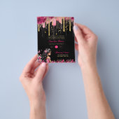 25 ROZE Gouden Sparkles Quinceanera Jurk Bloemen Flyer (Hand)