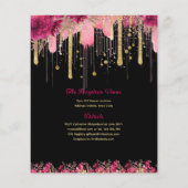 25 ROZE Gouden Sparkles Quinceanera Jurk Bloemen Flyer (Achterkant)