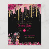 25 ROZE Gouden Sparkles Quinceanera Jurk Bloemen Flyer (Voorkant)