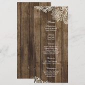 25 Rustieke Houten Kant Country Wedding Menu Kaart (Voorkant / Achterkant)