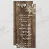 25 rustieke kant hout land bruiloft programma's (Voorkant / Achterkant)