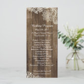 25 rustieke kant hout land bruiloft programma's (Staand voorkant)