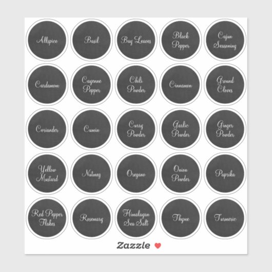 25 Spice in zwarte en witte cirkel Sticker (Vel)