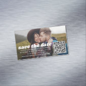 25 stuks Save the Dates Retro Bruiloft QR Code Fot Magnetisch Visitekaartje (Voorbeeld)
