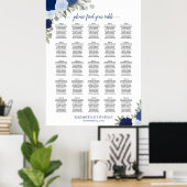 25 Tabel Blauwe Boho Floral Wedding Seating Chart Poster (Thuiskantoor)