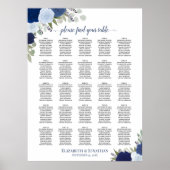 25 Tabel Blauwe Boho Floral Wedding Seating Chart Poster (Voorkant)