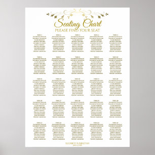 25 Tabel Elegant Gold Wedding Seating Chart Poster