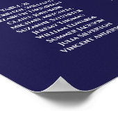 25 Tabel Elegant marineblauw-bruiloft Poster (Hoek)