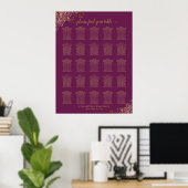 25 Tabel Gold Cassis Paars Wedding Seating Chart Poster (Thuiskantoor)