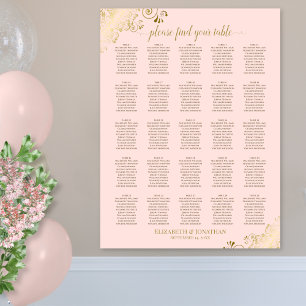 25 Tabel Gold- en Blush roze weddenschappen Poster