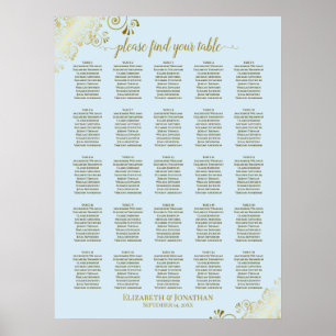 25 Tabel Gold- en powder-blauwe weddenschappen Poster