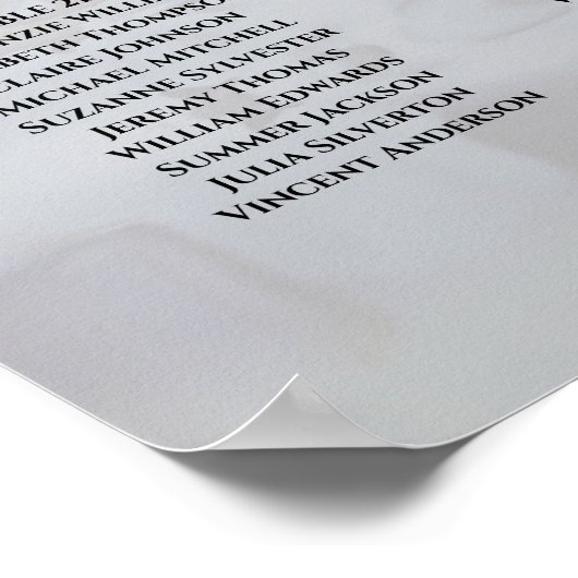 25 Tabel White Reflections Wedding Seating Chart Poster (Hoek)