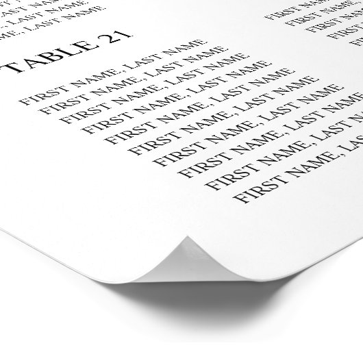 25 Tabel Zetel Bekijk uw Zetel Welkomstwoord Poster (Hoek)