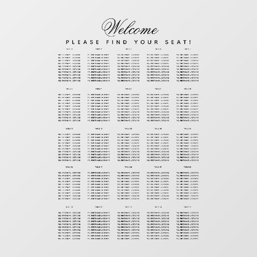 25 Tabel Zetel Transparante scripts Eenvoudig Raamsticker (Vel)