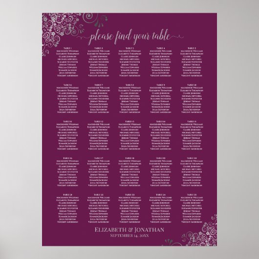 25 Tabel Zilver en kabelweddenschap Poster (Voorkant)