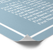 25 Tables Blue White Floral Wedding Seating Chart Poster (Hoek)