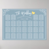 25 Tables Blue White Floral Wedding Seating Chart Poster (Voorkant)