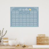 25 Tables Blue White Floral Wedding Seating Chart Poster (Keuken)
