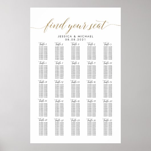 25 Tafel 250 Gasten Grote Trouwzaal Stoelenplatteg Poster (Voorkant)