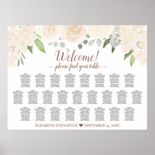 25 Tafel Bleke Roze Perzik Boho Rozen Zitplaatskaa Poster