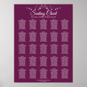 25 Tafel Elegant Cassis Wedding Seating Chart Poster (Voorkant)