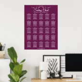 25 Tafel Elegant Cassis Wedding Seating Chart Poster (Thuiskantoor)