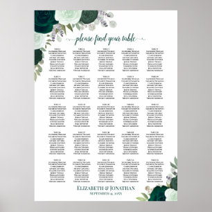 25 Tafel Emerald Boho Bloemen Bruiloft Zitkaarten Poster