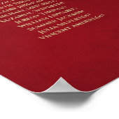 25 Tafel-goudvriendjes op de Rood Wedding Seating  Poster (Hoek)