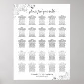 25 Tafel Lacy Silver Wedding Seating Chart White Poster (Voorkant)