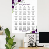 25 Tafel Paarse Boho Bloemen Bruiloft Zitkaarten Poster (Thuiskantoor)