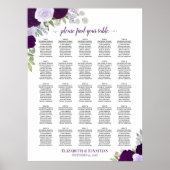 25 Tafel Paarse Boho Bloemen Bruiloft Zitkaarten Poster (Voorkant)