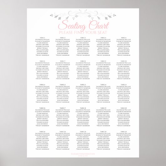 25 Tafel roze en grijze bruisende bruinzittenden Poster (Voorkant)