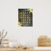 25 Tafel Rustiek Hout ZONNEBLOEMEN FOTO ZITTEN Poster (Keuken)