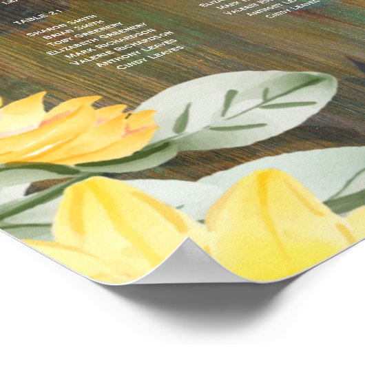 25 Tafel Rustiek Hout ZONNEBLOEMEN FOTO ZITTEN Poster (Hoek)