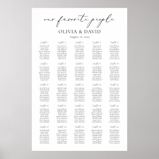 25 Tafels Eenvoudig Onze Favoriete Mensen Zittingk Poster (Voorkant)