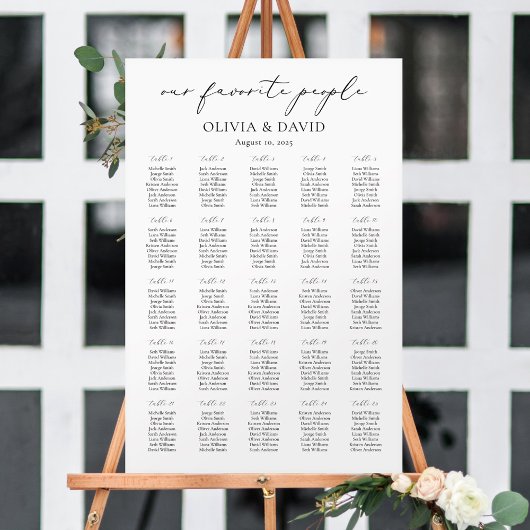 25 Tafels Simpel Zitplaatskaart Onze Favoriete Men Poster