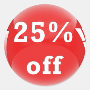 25% Uit (Percentage) Ronde Glanzende Sticker