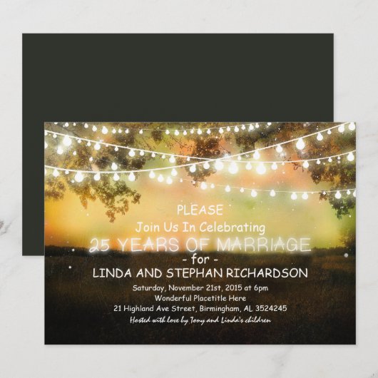 25 uitnodigingen voor huwelijksjubileum - slingerl (Voorkant / Achterkant)