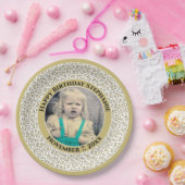 25 Uw foto Willekeurige nummerpatroon Goud/Wit Papieren Bordje (Feest)