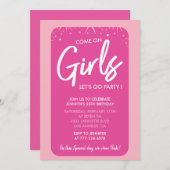 25 Verjaardagsuitnodiging Typografie  Roze Kaart (Voorkant / Achterkant)