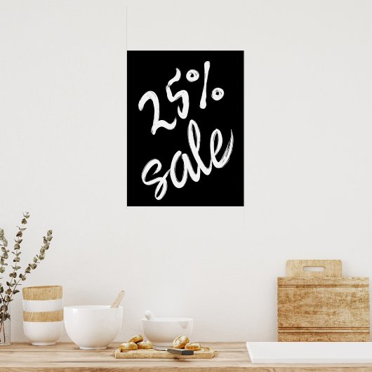 25% Verkoopteken, 18x24 Zwart-wit Verkoop Poster (Keuken)