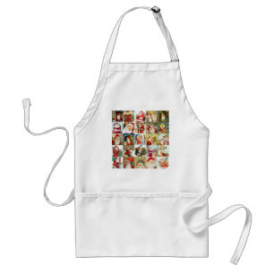 25 Vintage Santas met Kerstmis Standaard Schort