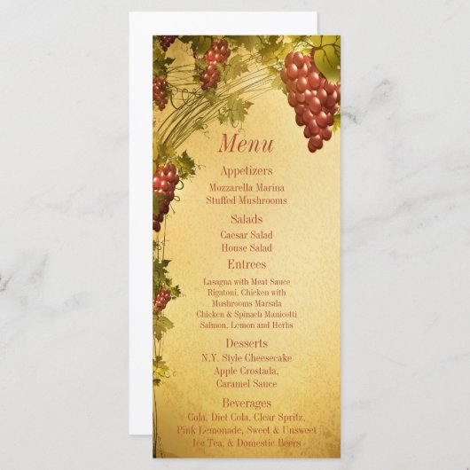 25 Wijngaard Wedding Menu Labels (Voorkant / Achterkant)