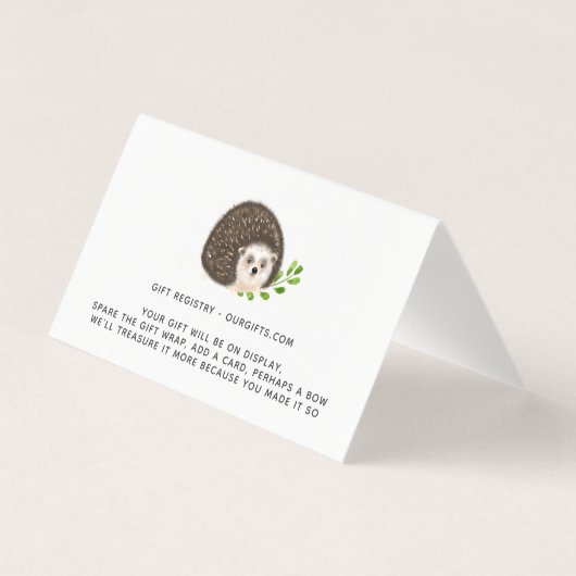 25 x (3 in 1) RSVP/Book Request/Display HEDGEHOG Visitekaartje (Achterkant)