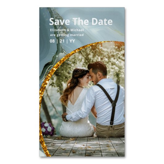 25 x Magnetisch groen marmeren Save the Date QR-co Visitekaartje (Voorkant Verticaal)