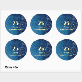 25 Year Anniversary Bond & Seal Sparkling Blue  Ronde Sticker (Vel)
