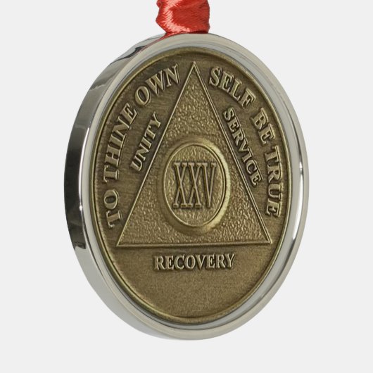 25 Year Sober Anniversary Medallion | Recovery Metalen Ornament (Rechts)