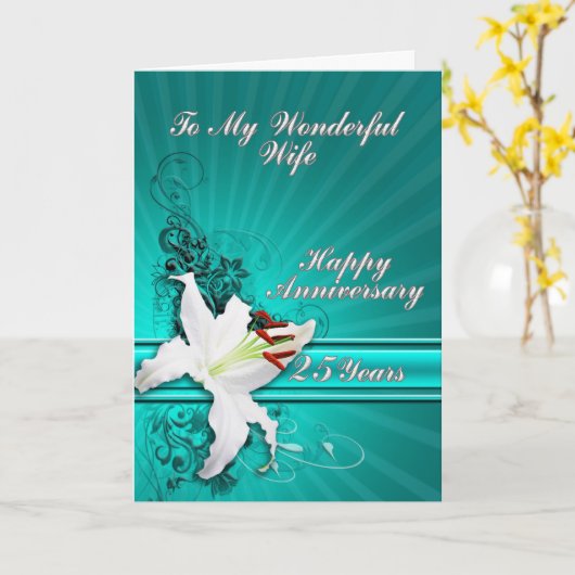 25 years Anniversary card for a wife Kaart (Gele Bloem)