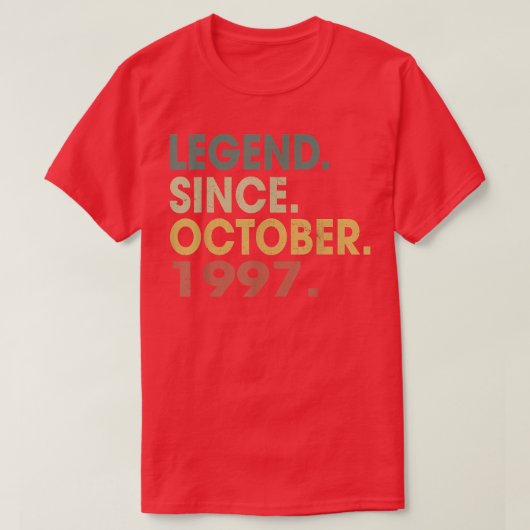 25 Years Old Gifts Legend Since October 1997 25th  T-shirt (Design voorkant)